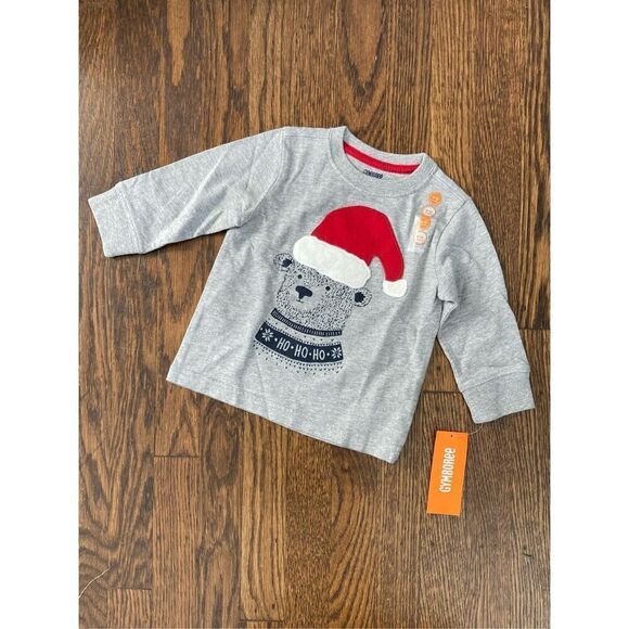 NEW GYMBORee Baby 6-12 Months Santa Bear Long Sleeve TEE - Picture 1 of 3